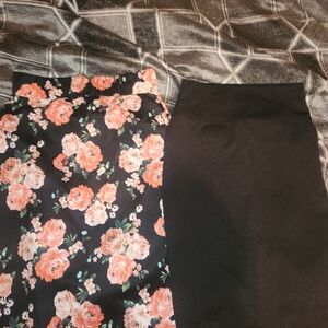 Floral and Black Women's Skirt Set